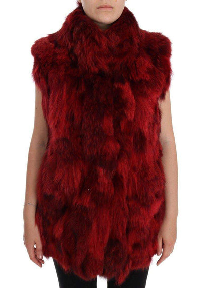 Dolce & Gabbana  Red Coyote Fur Sleeveless Coat Jacket #women, Brand_Dolce & Gabbana, Catch, Dolce & Gabbana, feed-agegroup-adult, feed-color-red, feed-gender-female, feed-size-IT38|XS, Gender_Women, IT38|XS, Jackets & Coats - Women - Clothing, Kogan, Red, Women - New Arrivals at SEYMAYKA