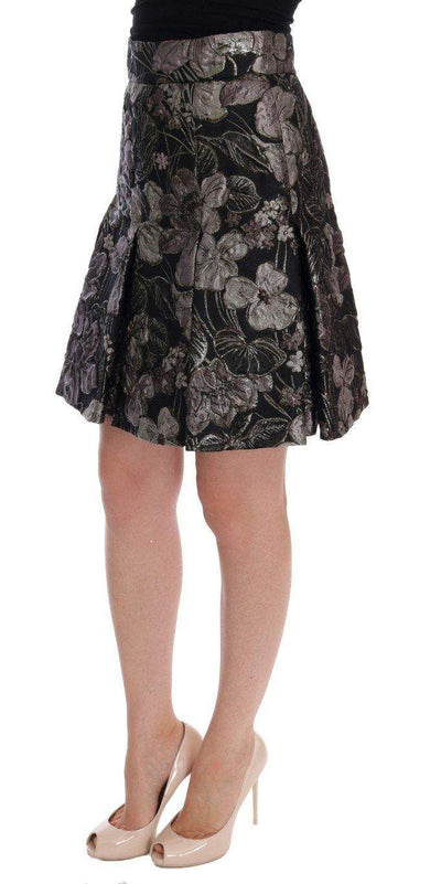 Dolce & Gabbana  Black Silver Brocade Floral Skirt #women, Black, Brand_Dolce & Gabbana, Catch, Dolce & Gabbana, feed-agegroup-adult, feed-color-black, feed-gender-female, feed-size-IT36 | XS, feed-size-IT42|M, feed-size-IT48|XXL, Gender_Women, IT36 | XS, IT42|M, IT48|XXL, Kogan, Skirts - Women - Clothing, Women - New Arrivals at SEYMAYKA