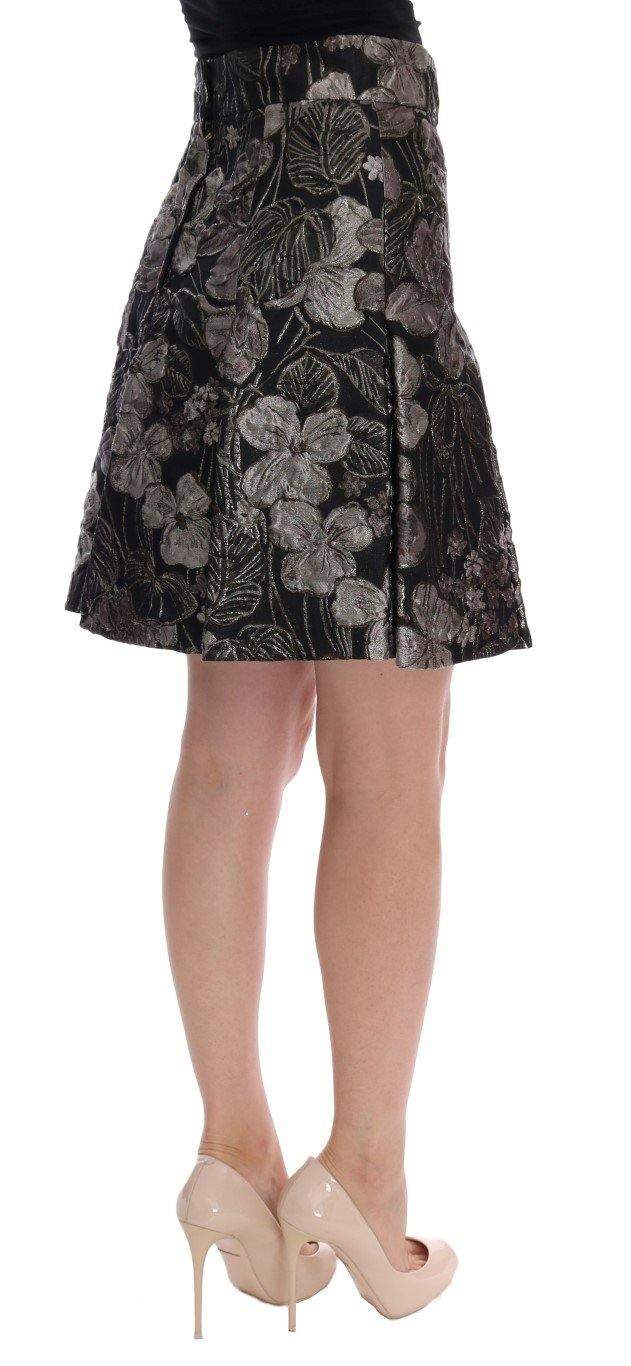 Dolce & Gabbana  Black Silver Brocade Floral Skirt #women, Black, Brand_Dolce & Gabbana, Catch, Dolce & Gabbana, feed-agegroup-adult, feed-color-black, feed-gender-female, feed-size-IT36 | XS, feed-size-IT42|M, feed-size-IT48|XXL, Gender_Women, IT36 | XS, IT42|M, IT48|XXL, Kogan, Skirts - Women - Clothing, Women - New Arrivals at SEYMAYKA