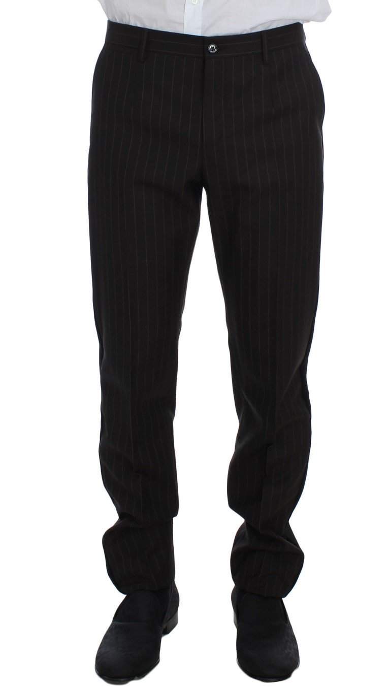 Dolce & Gabbana  Brown Striped Wool Slim 3 Piece Suit Tuxedo #men, Brand_Dolce & Gabbana, Brown, Catch, Dolce & Gabbana, feed-agegroup-adult, feed-color-brown, feed-gender-male, feed-size-IT44 | XS, feed-size-IT50 | L, Gender_Men, IT44 | XS, Kogan, Suits - Men - Clothing at SEYMAYKA