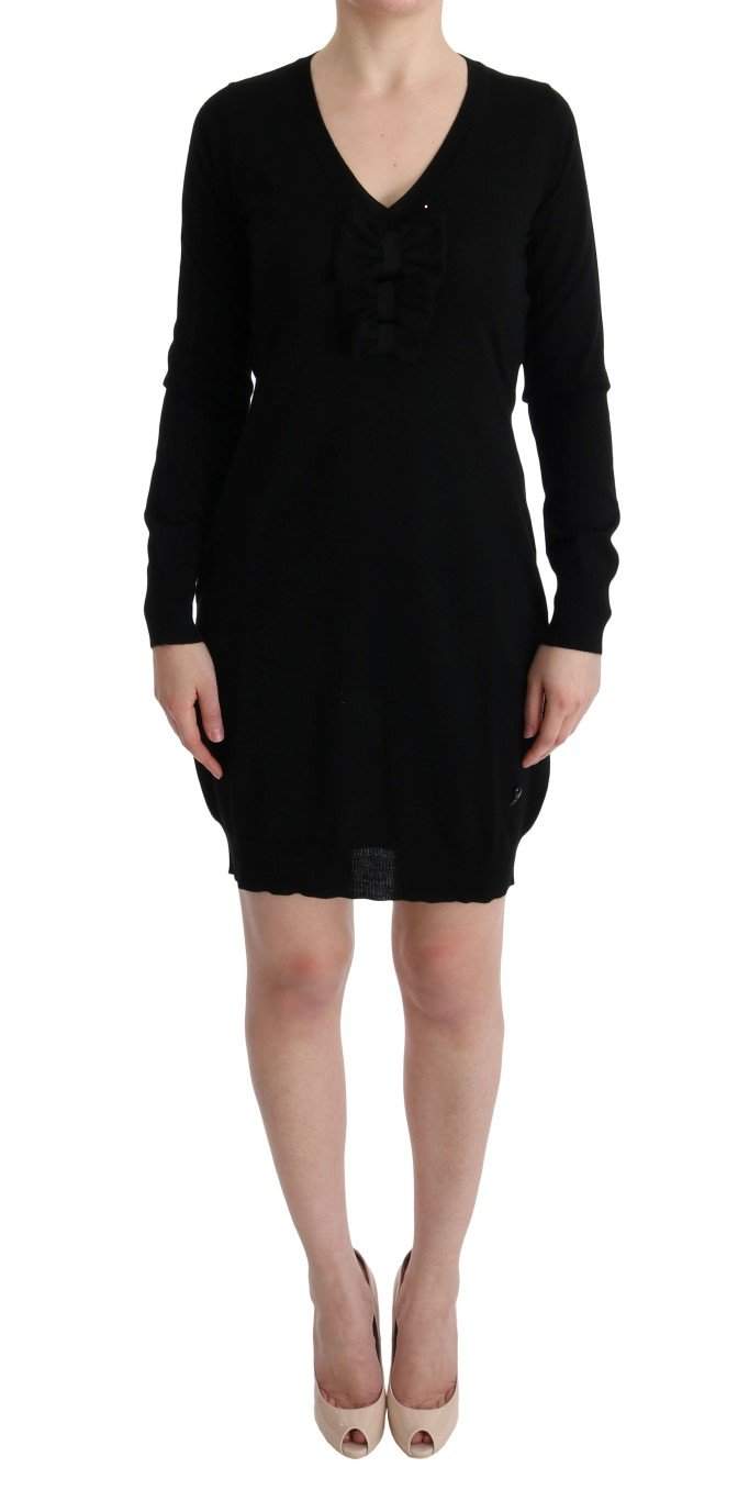 MARGHI LO' Wool Long Sleeve Shift Dress #women, Black, Catch, Clothing_Dress, Dresses - Women - Clothing, feed-agegroup-adult, feed-color-black, feed-gender-female, feed-size-IT42|M, feed-size-IT44|L, Gender_Women, IT42|M, IT44|L, Kogan, MARGHI LO', Women - New Arrivals at SEYMAYKA