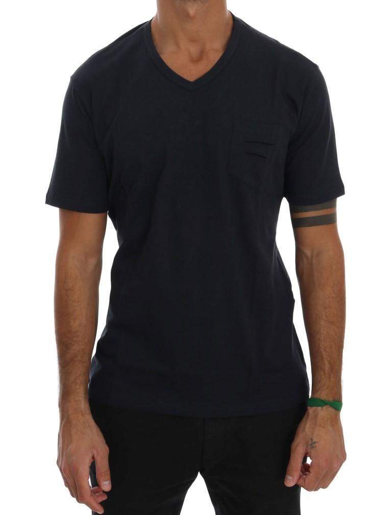 Daniele Alessandrini  Cotton V-Neck T-Shirt #men, Blue, Catch, Daniele Alessandrini, feed-agegroup-adult, feed-color-blue, feed-gender-male, feed-size-S, feed-size-XL, feed-size-XXL, Gender_Men, Kogan, Men - New Arrivals, S, T-shirts - Men - Clothing, XL, XXL at SEYMAYKA