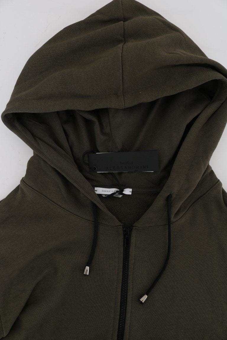 Daniele Alessandrini  Full Zipper Hodded Cotton Sweater #men, Catch, Daniele Alessandrini, feed-agegroup-adult, feed-color-green, feed-gender-male, feed-size-L, feed-size-M, Gender_Men, Green, Kogan, L, M, Men - New Arrivals, Sweaters - Men - Clothing at SEYMAYKA