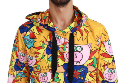 Dolce & Gabbana  Yellow Pig of the Year Hooded Sweater #men, Brand_Dolce & Gabbana, Catch, Dolce & Gabbana, feed-agegroup-adult, feed-color-yellow, feed-gender-male, feed-size-IT44 | XS, feed-size-IT46 | S, Gender_Men, IT44 | XS, IT46 | S, IT54 | XL, Kogan, Men - New Arrivals, Sweaters - Men - Clothing, Yellow at SEYMAYKA