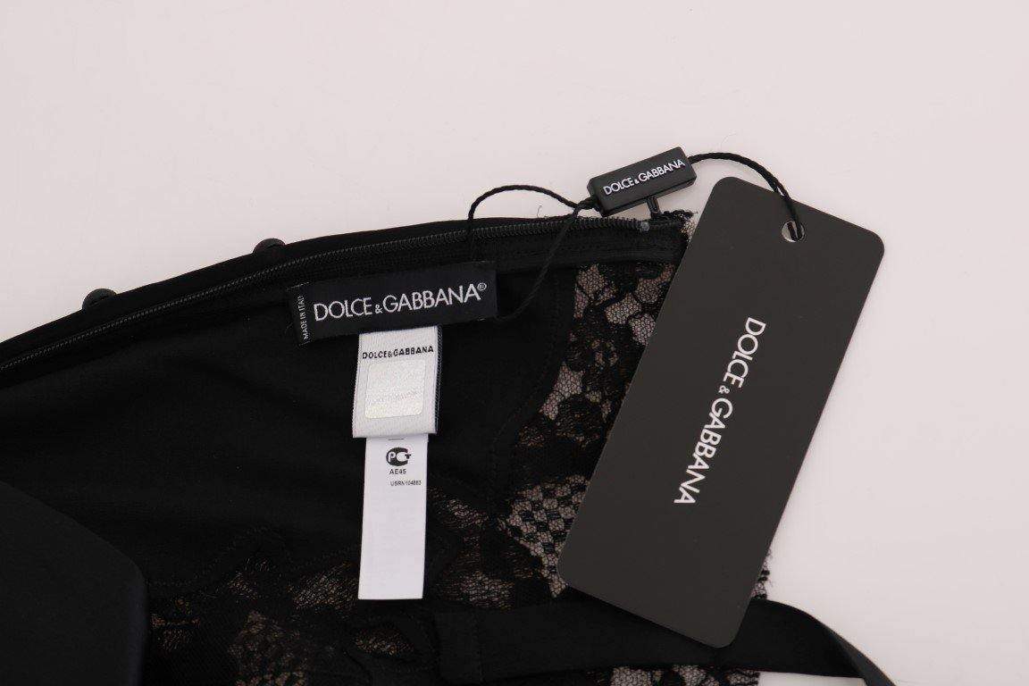 Dolce & Gabbana  Black Silk Stretch Lace Top #women, Black, Brand_Dolce & Gabbana, Catch, Dolce & Gabbana, feed-agegroup-adult, feed-color-black, feed-gender-female, feed-size-IT4 | L, Gender_Women, IT4 | L, Kogan, Underwear - Women - Clothing, Women - New Arrivals at SEYMAYKA