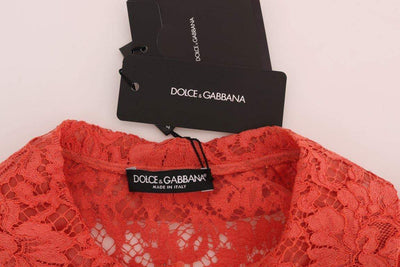 Dolce & Gabbana  Orange Crystal Buttons Floral Lace Blouse #women, Brand_Dolce & Gabbana, Catch, Dolce & Gabbana, feed-agegroup-adult, feed-color-orange, feed-gender-female, feed-size-IT36|XXS, feed-size-IT38|XS, Gender_Women, IT36|XXS, IT38|XS, Kogan, Orange, Tops & T-Shirts - Women - Clothing, Women - New Arrivals at SEYMAYKA