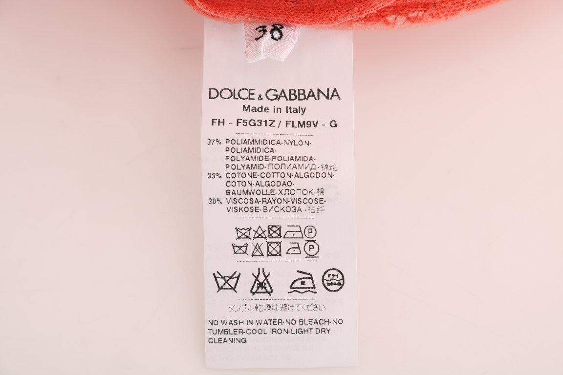Dolce & Gabbana  Orange Crystal Buttons Floral Lace Blouse #women, Brand_Dolce & Gabbana, Catch, Dolce & Gabbana, feed-agegroup-adult, feed-color-orange, feed-gender-female, feed-size-IT36|XXS, feed-size-IT38|XS, Gender_Women, IT36|XXS, IT38|XS, Kogan, Orange, Tops & T-Shirts - Women - Clothing, Women - New Arrivals at SEYMAYKA