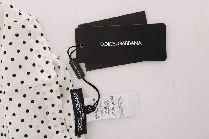 Dolce & Gabbana White Polka Dotted Silk T-shirt Top #women, Black/White, Brand_Dolce & Gabbana, Catch, Dolce & Gabbana, feed-agegroup-adult, feed-color-black, feed-color-white, feed-gender-female, feed-size-IT38|XS, feed-size-IT40|S, Gender_Women, IT38|XS, IT40|S, Kogan, Tops & T-Shirts - Women - Clothing, Women - New Arrivals at SEYMAYKA