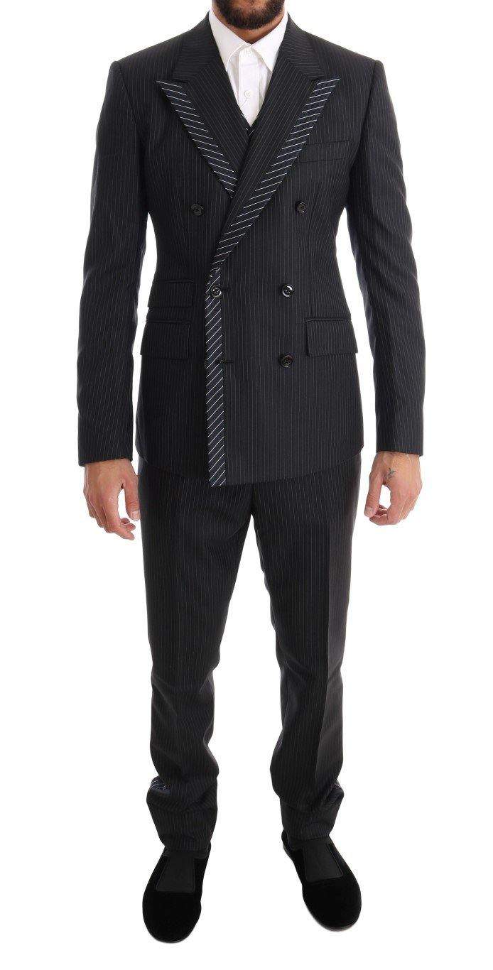 Dolce & Gabbana  Gray Double Breasted 3 Piece Suit #men, Brand_Dolce & Gabbana, Catch, Dolce & Gabbana, feed-agegroup-adult, feed-color-gray, feed-gender-male, feed-size-IT46 | S, feed-size-IT48 | M, feed-size-IT52 | XL, Gender_Men, Gray, IT46 | S, IT48 | M, IT50 | L, IT52 | XL, Kogan, Men - New Arrivals, Suits - Men - Clothing at SEYMAYKA