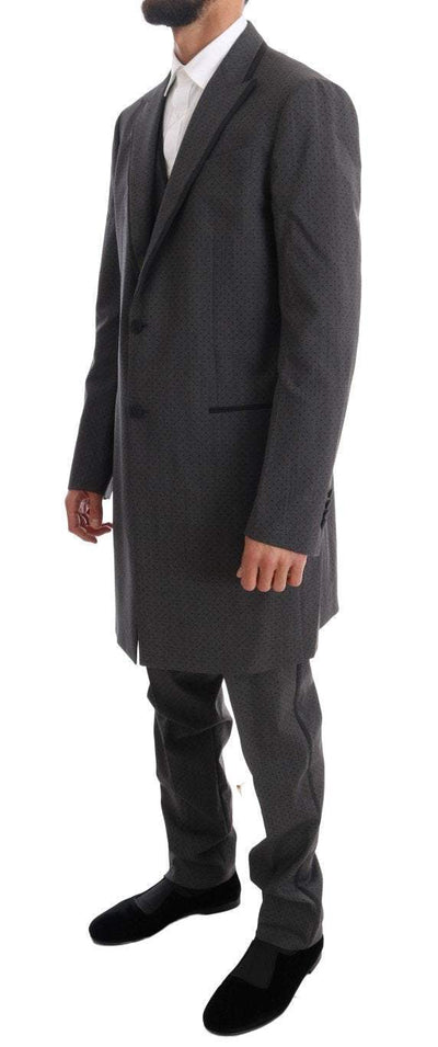 Dolce & Gabbana  Gray Wool Long 3 Piece Two Button Suit #men, Brand_Dolce & Gabbana, Catch, Dolce & Gabbana, feed-agegroup-adult, feed-color-gray, feed-gender-male, feed-size-IT48 | M, Gender_Men, Gray, IT48 | M, Kogan, Men - New Arrivals, Suits - Men - Clothing at SEYMAYKA