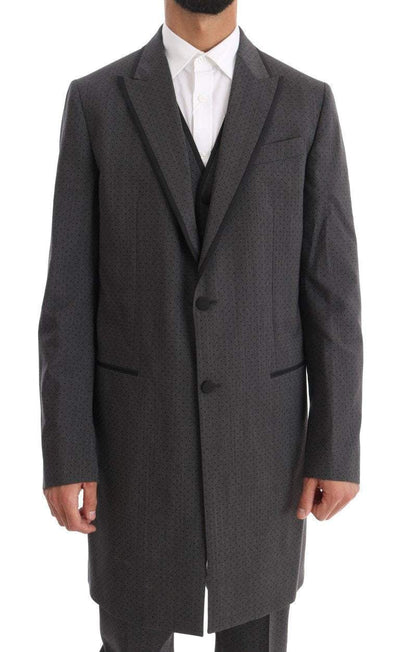 Dolce & Gabbana  Gray Wool Long 3 Piece Two Button Suit #men, Brand_Dolce & Gabbana, Catch, Dolce & Gabbana, feed-agegroup-adult, feed-color-gray, feed-gender-male, feed-size-IT48 | M, Gender_Men, Gray, IT48 | M, Kogan, Men - New Arrivals, Suits - Men - Clothing at SEYMAYKA