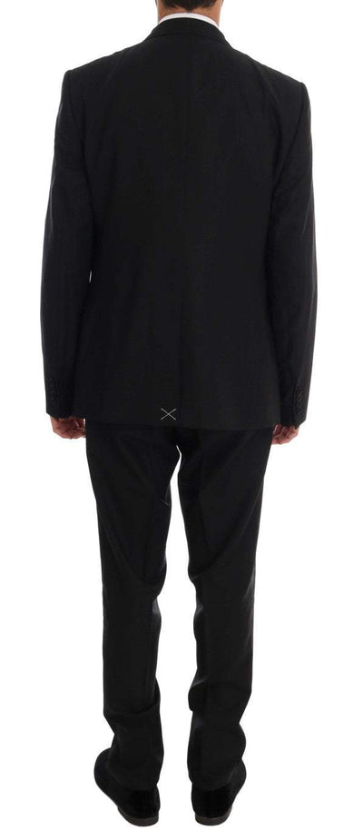 Dolce & Gabbana Black Wool Double Breasted Slim Fit Suit #men, Black, Dolce & Gabbana, feed-agegroup-adult, feed-color-black, feed-gender-male, IT54 | XL, Men - New Arrivals, Suits - Men - Clothing at SEYMAYKA
