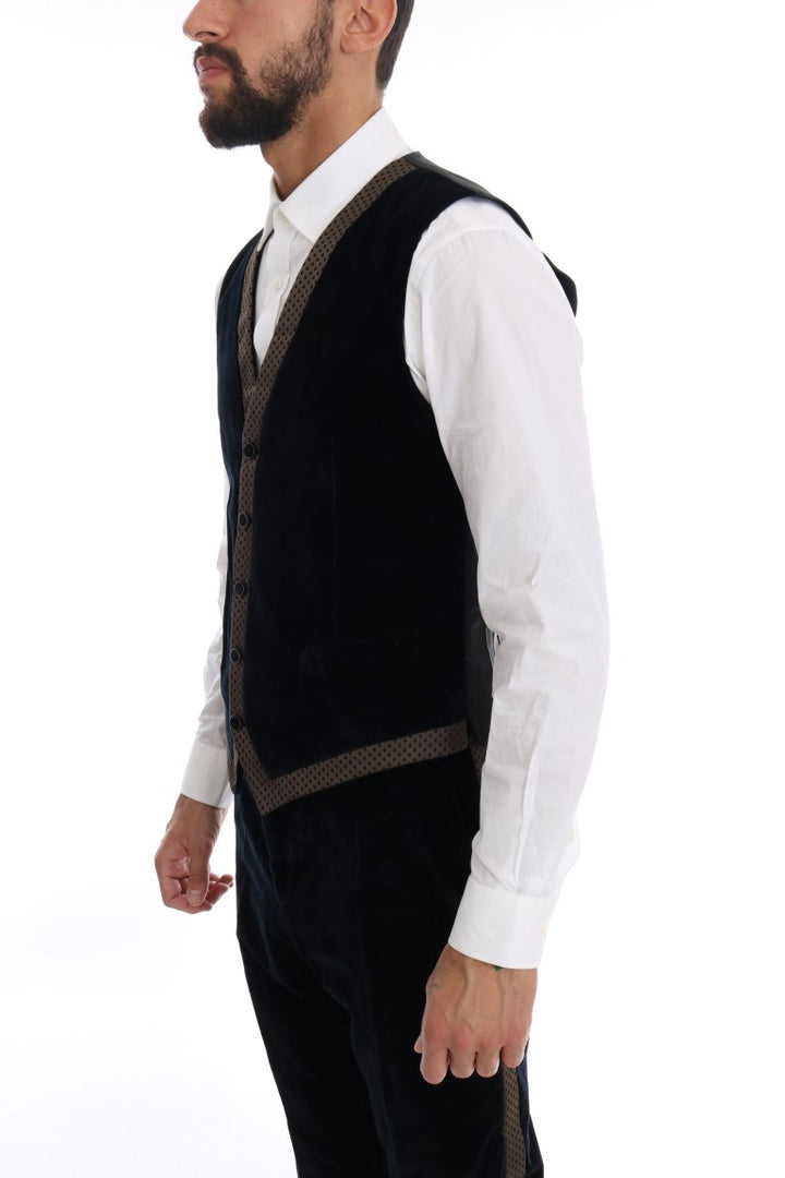 Dolce & Gabbana Blue Velvet Two Button Slim 3 Piece Suit