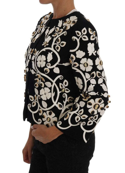 Dolce & Gabbana  Black Baroque Floral Crystal Jacket #women, Black/White, Brand_Dolce & Gabbana, Catch, Dolce & Gabbana, feed-agegroup-adult, feed-color-black, feed-color-white, feed-gender-female, feed-size-IT38|XS, feed-size-IT40|S, feed-size-IT42|M, Gender_Women, IT38|XS, IT40|S, IT42|M, Jackets & Coats - Women - Clothing, Kogan, Women - New Arrivals at SEYMAYKA