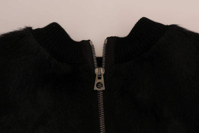 Dolce & Gabbana  Black Fur Floral Brocade Zipper Sweater #women, Black, Brand_Dolce & Gabbana, Catch, Dolce & Gabbana, feed-agegroup-adult, feed-color-black, feed-gender-female, feed-size-IT36 | XS, Gender_Women, IT36 | XS, Kogan, Sweaters - Women - Clothing, Women - New Arrivals at SEYMAYKA