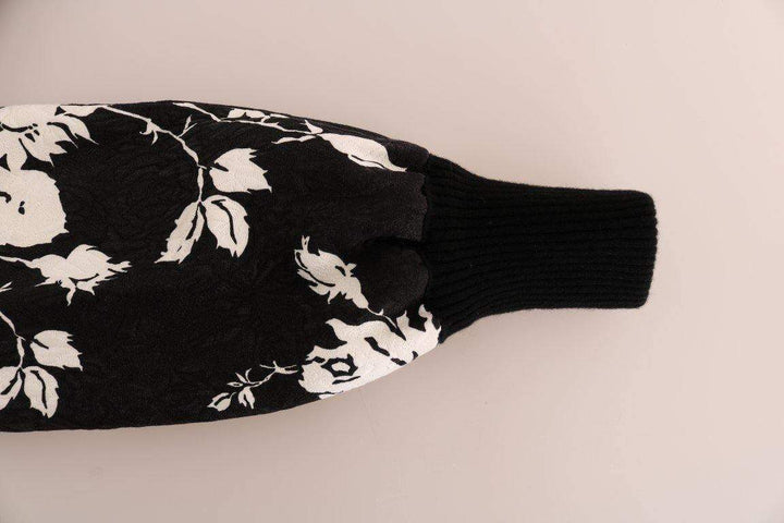 Dolce & Gabbana  Black Fur Floral Brocade Zipper Sweater #women, Black, Brand_Dolce & Gabbana, Catch, Dolce & Gabbana, feed-agegroup-adult, feed-color-black, feed-gender-female, feed-size-IT36 | XS, Gender_Women, IT36 | XS, Kogan, Sweaters - Women - Clothing, Women - New Arrivals at SEYMAYKA
