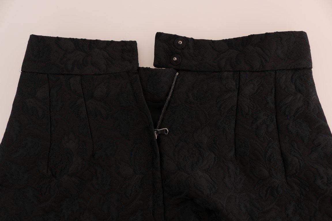 Dolce & Gabbana  Black Floral Jacquard Silk A-Line Skirt #women, Black, Brand_Dolce & Gabbana, Catch, Dolce & Gabbana, feed-agegroup-adult, feed-color-black, feed-gender-female, feed-size-IT36 | XS, Gender_Women, IT36 | XS, Kogan, Skirts - Women - Clothing, Women - New Arrivals at SEYMAYKA
