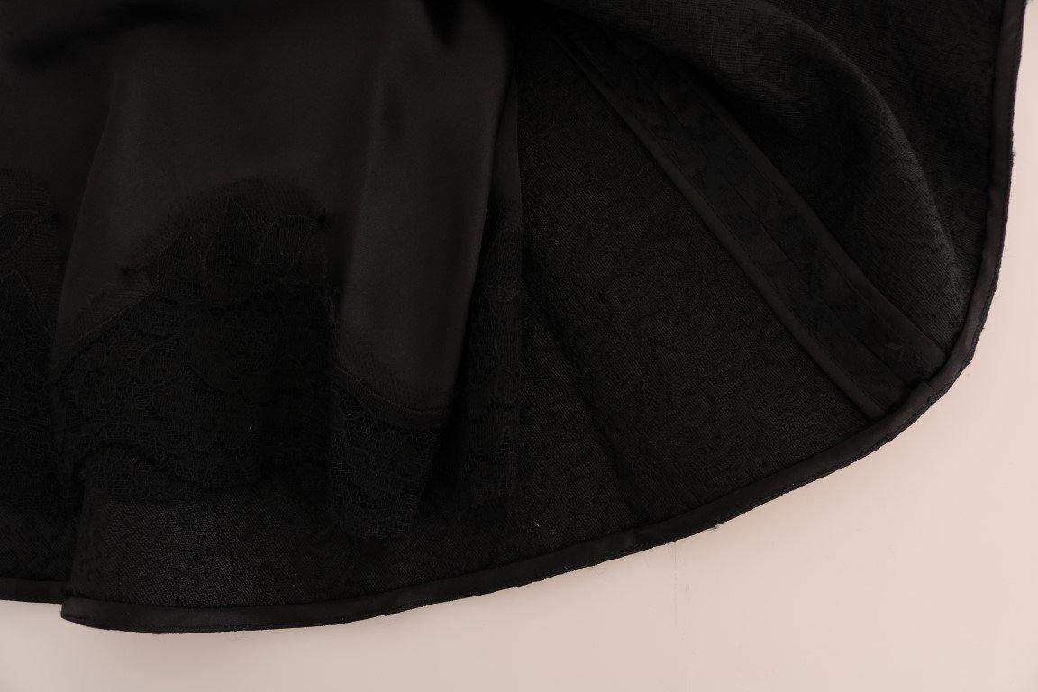 Dolce & Gabbana  Black Floral Jacquard Silk A-Line Skirt #women, Black, Brand_Dolce & Gabbana, Catch, Dolce & Gabbana, feed-agegroup-adult, feed-color-black, feed-gender-female, feed-size-IT36 | XS, Gender_Women, IT36 | XS, Kogan, Skirts - Women - Clothing, Women - New Arrivals at SEYMAYKA