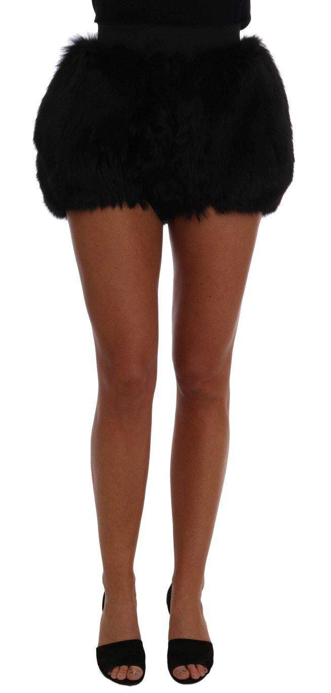 Dolce & Gabbana  Black Lamb Fox Fur Mini Hot Pants #women, Black, Brand_Dolce & Gabbana, Catch, Dolce & Gabbana, feed-agegroup-adult, feed-color-black, feed-gender-female, feed-size-IT40|S, Gender_Women, IT40|S, Kogan, Shorts - Women - Clothing, Women - New Arrivals at SEYMAYKA