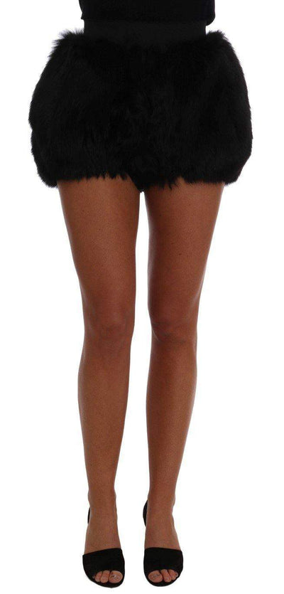 Dolce & Gabbana  Black Lamb Fox Fur Mini Hot Pants #women, Black, Brand_Dolce & Gabbana, Catch, Dolce & Gabbana, feed-agegroup-adult, feed-color-black, feed-gender-female, feed-size-IT40|S, Gender_Women, IT40|S, Kogan, Shorts - Women - Clothing, Women - New Arrivals at SEYMAYKA