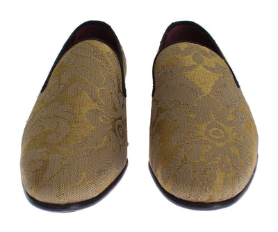 Dolce & Gabbana  Yellow Gold Silk Baroque Loafers Shoes #men, Brand_Dolce & Gabbana, Catch, Category_Shoes, Dolce & Gabbana, EU39/US6, EU40/US7, feed-agegroup-adult, feed-color-gold, feed-gender-male, feed-size-US6, feed-size-US7, Gender_Men, Gold, Kogan, Loafers - Men - Shoes at SEYMAYKA