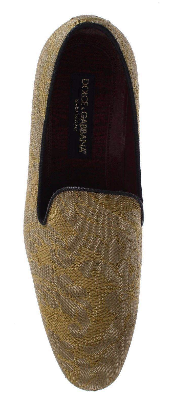 Dolce & Gabbana  Yellow Gold Silk Baroque Loafers Shoes #men, Brand_Dolce & Gabbana, Catch, Category_Shoes, Dolce & Gabbana, EU39/US6, EU40/US7, feed-agegroup-adult, feed-color-gold, feed-gender-male, feed-size-US6, feed-size-US7, Gender_Men, Gold, Kogan, Loafers - Men - Shoes at SEYMAYKA