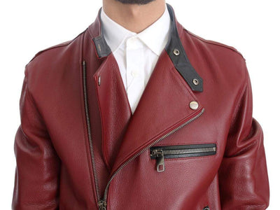 Dolce & Gabbana  Red Leather Deerskin Jacket #men, Brand_Dolce & Gabbana, Catch, Dolce & Gabbana, feed-agegroup-adult, feed-color-red, feed-gender-male, feed-size-IT44 | XS, feed-size-IT50 | L, Gender_Men, IT44 | XS, IT50 | L, Jackets - Men - Clothing, Kogan, Men - New Arrivals, Red at SEYMAYKA