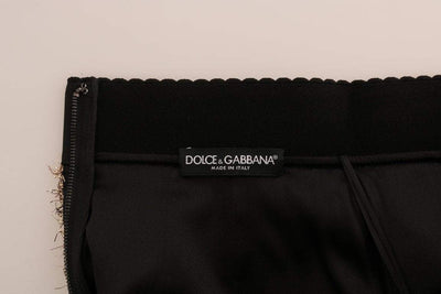 Dolce & Gabbana  Gold Black Short Mini Skirt #women, Brand_Dolce & Gabbana, Catch, Dolce & Gabbana, feed-agegroup-adult, feed-color-gold, feed-gender-female, feed-size-IT38|XS, feed-size-IT40|S, Gender_Women, Gold, IT38|XS, IT40|S, Kogan, Skirts - Women - Clothing, Women - New Arrivals at SEYMAYKA