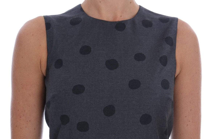 Dolce & Gabbana  Gray Polka Dotted Sheath Wool Dress #women, Brand_Dolce & Gabbana, Catch, Clothing_Dress, Dolce & Gabbana, Dresses - Women - Clothing, feed-agegroup-adult, feed-color-gray, feed-gender-female, feed-size-IT38|XS, Gender_Women, Gray, IT38|XS, Kogan, Women - New Arrivals at SEYMAYKA