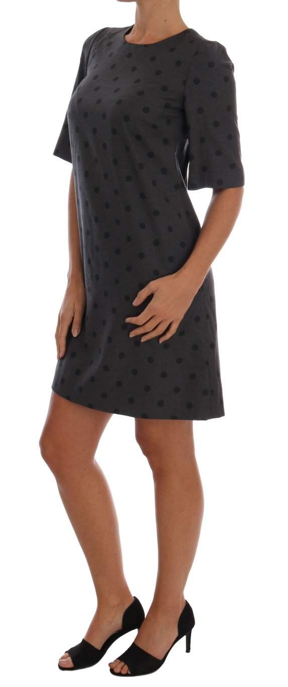 Dolce & Gabbana  Gray Polka Dotted Sheath Wool Dress #women, Brand_Dolce & Gabbana, Catch, Clothing_Dress, Dolce & Gabbana, Dresses - Women - Clothing, feed-agegroup-adult, feed-color-gray, feed-gender-female, feed-size-IT40|S, Gender_Women, Gray, IT40|S, Kogan, Women - New Arrivals at SEYMAYKA