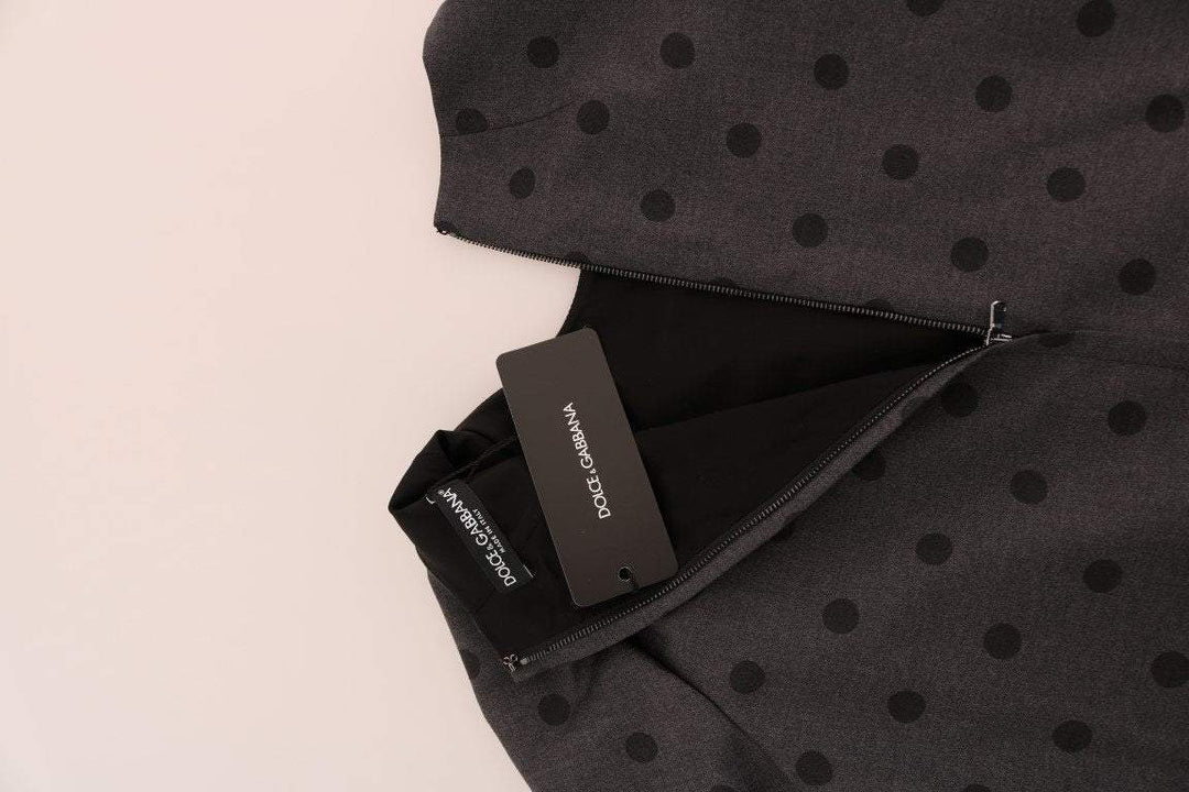 Dolce & Gabbana  Gray Polka Dotted Sheath Wool Dress #women, Brand_Dolce & Gabbana, Catch, Clothing_Dress, Dolce & Gabbana, Dresses - Women - Clothing, feed-agegroup-adult, feed-color-gray, feed-gender-female, feed-size-IT40|S, Gender_Women, Gray, IT40|S, Kogan, Women - New Arrivals at SEYMAYKA