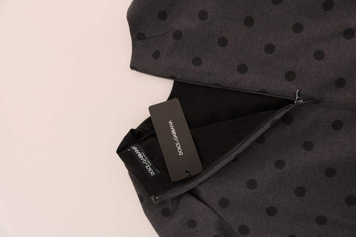 Dolce & Gabbana  Gray Polka Dotted Sheath Wool Dress #women, Brand_Dolce & Gabbana, Catch, Clothing_Dress, Dolce & Gabbana, Dresses - Women - Clothing, feed-agegroup-adult, feed-color-gray, feed-gender-female, feed-size-IT40|S, Gender_Women, Gray, IT40|S, Kogan, Women - New Arrivals at SEYMAYKA