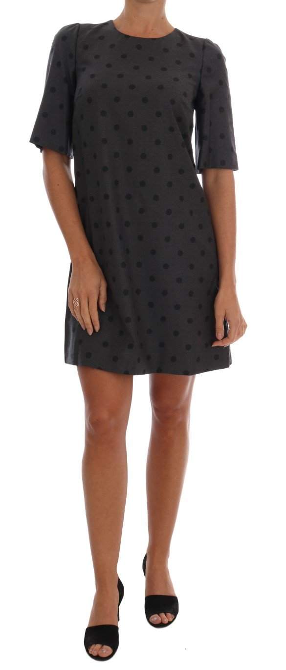 Dolce & Gabbana  Gray Polka Dotted Sheath Wool Dress #women, Brand_Dolce & Gabbana, Catch, Clothing_Dress, Dolce & Gabbana, Dresses - Women - Clothing, feed-agegroup-adult, feed-color-gray, feed-gender-female, feed-size-IT40|S, Gender_Women, Gray, IT40|S, Kogan, Women - New Arrivals at SEYMAYKA