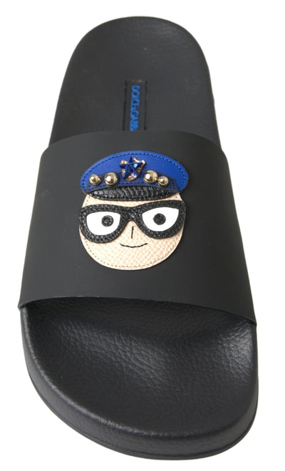 Dolce & Gabbana Black Slides Sandals Beach Saint Barth Shoes