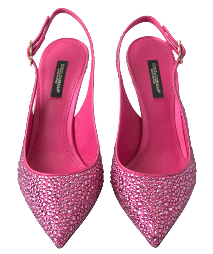 Dolce & Gabbana Pink Slingbacks Crystal Pumps Shoes