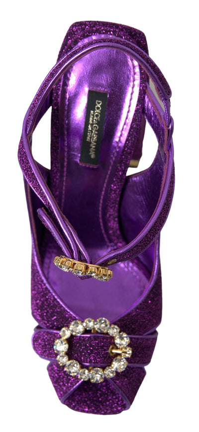 Dolce & Gabbana Purple Ankle Strap Sandals Crystal Shoes
