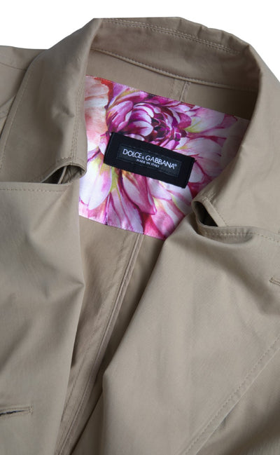 Dolce & Gabbana Khaki Double Breasted Trench Coat Jacket