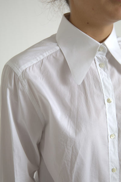 Dolce & Gabbana White Cotton Collared Long Sleeves Shirt Top