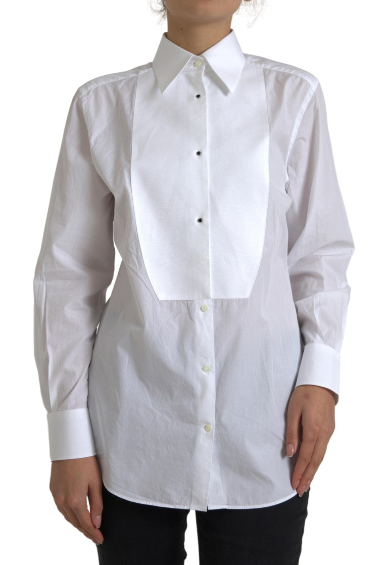 Dolce & Gabbana Cotton Collared Long Sleeves Shirt White