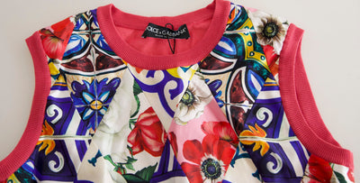 Dolce & Gabbana Multicolor Majolica Floral Crew Neck Tank Top