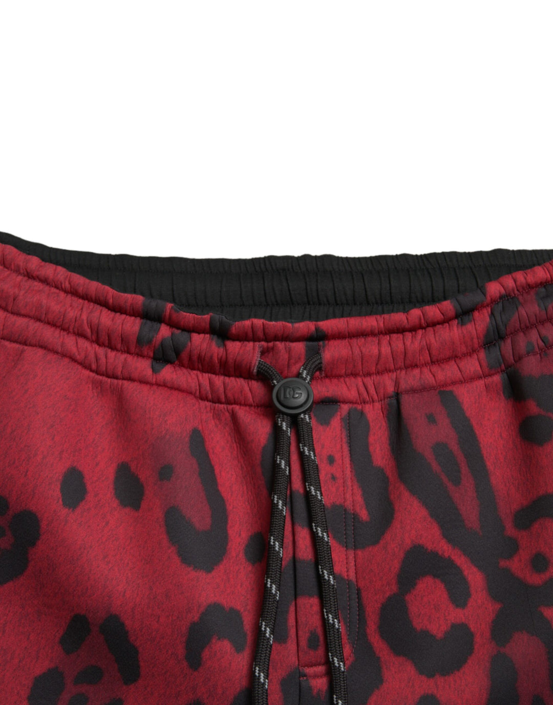 Dolce & Gabbana Red Black Leopard Print Stretch Jogger Pants