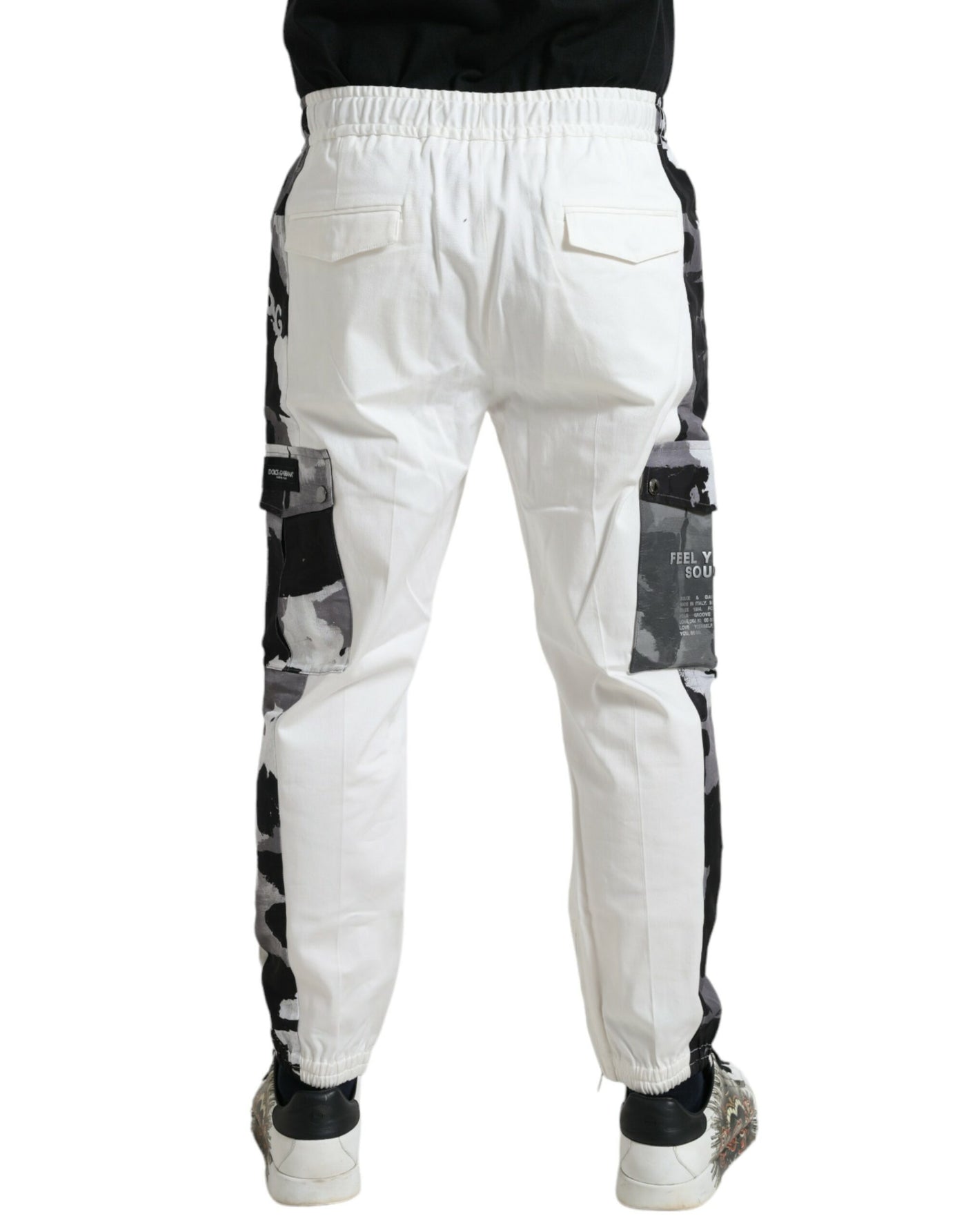 Dolce & Gabbana White Cotton Blend Jogger Men Sweatpants Pants