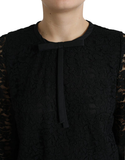 Dolce & Gabbana Black STAFF Blouse Floral Lace Nylon Top