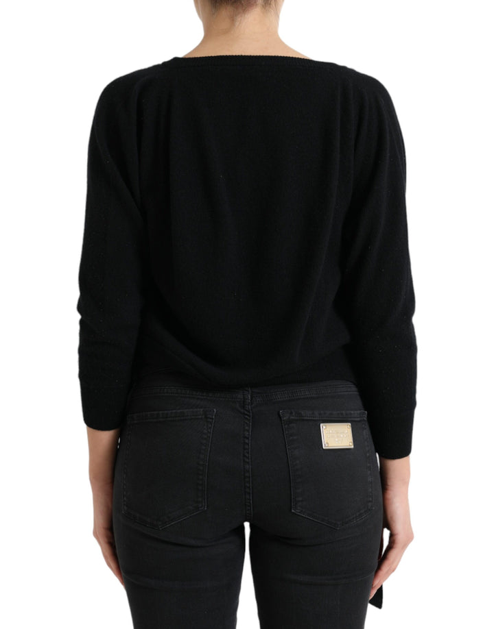 Dolce & Gabbana Black Cardigan Cashmere Long Sleeves Sweater