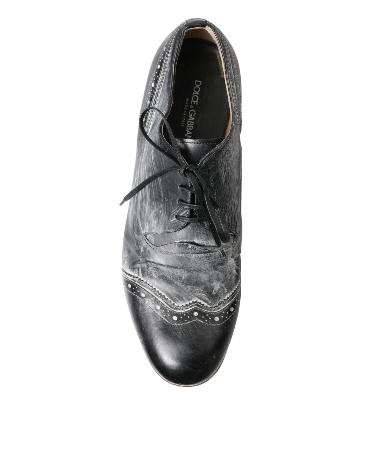 Dolce & Gabbana Black Leather Lace Up Formal Derby Dress Shoes
