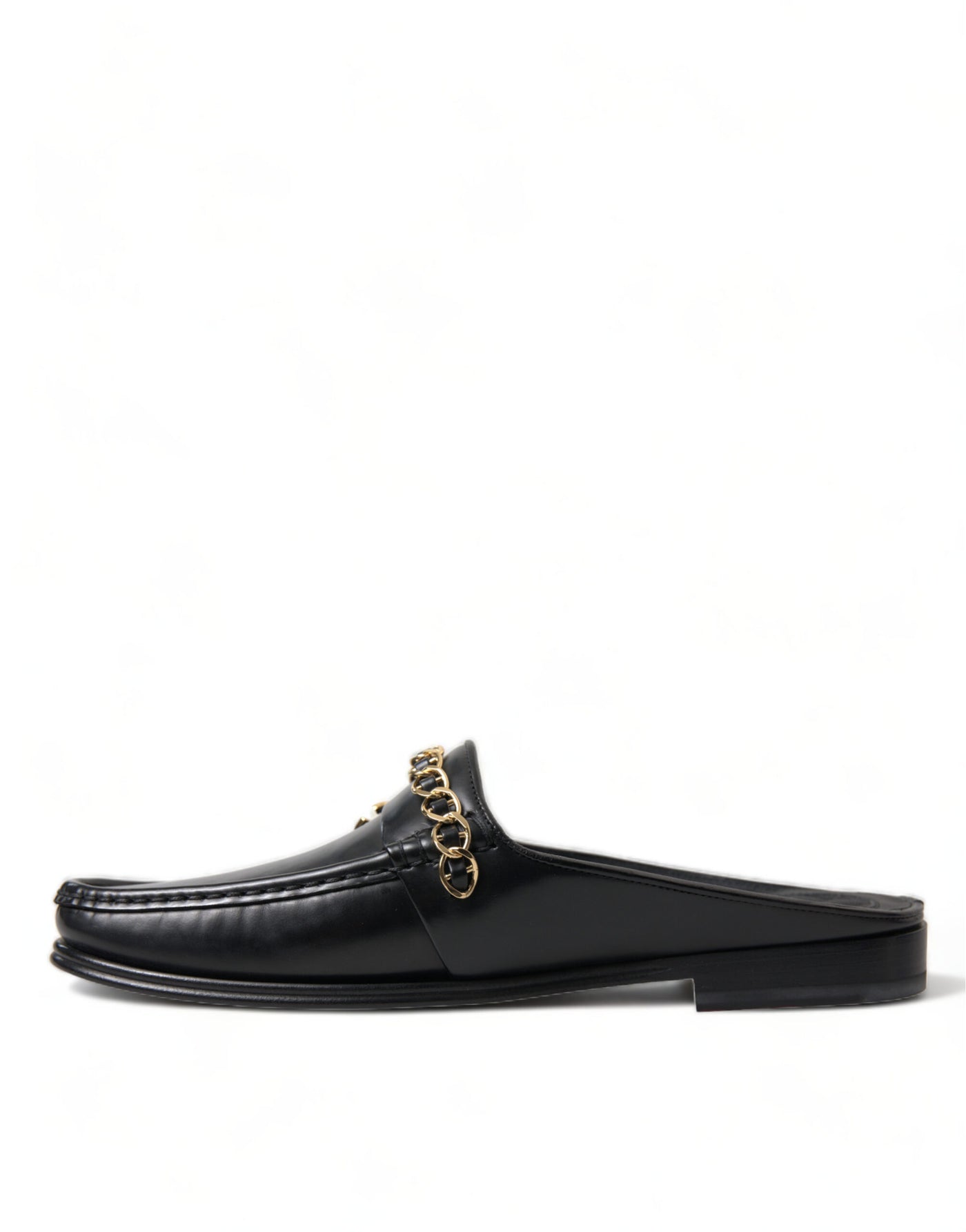 Dolce & Gabbana Black Leather Visconti Slippers Dress Shoes