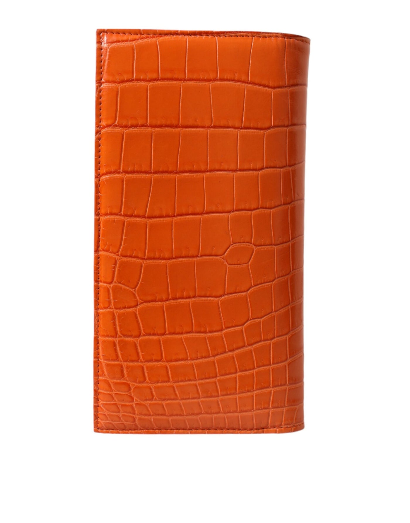 Dolce & Gabbana Orange Crocodile Leather Long Bifold Card Holder Wallet