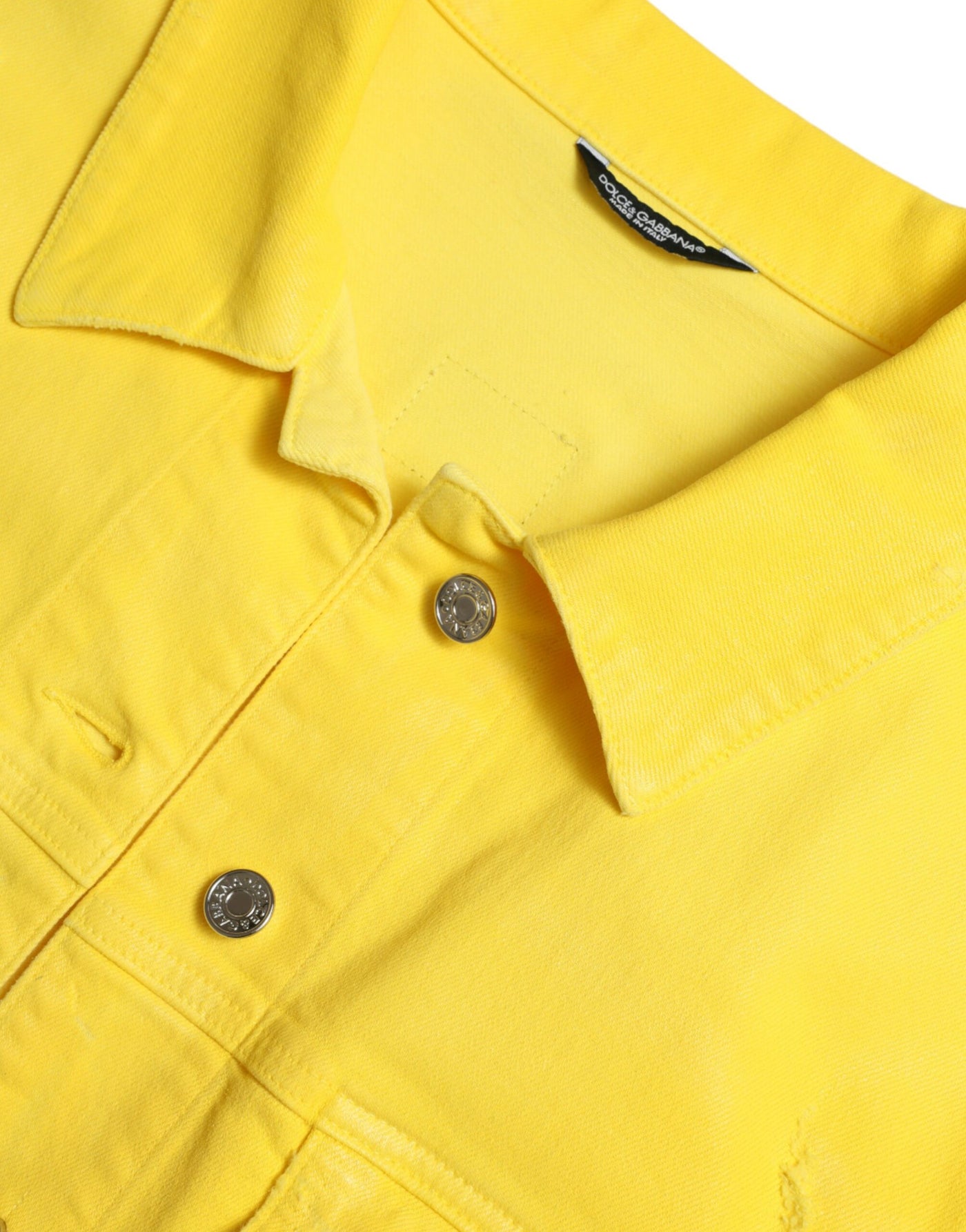 Dolce & Gabbana Yellow Cotton DENIM Jeans Button Coat Jacket
