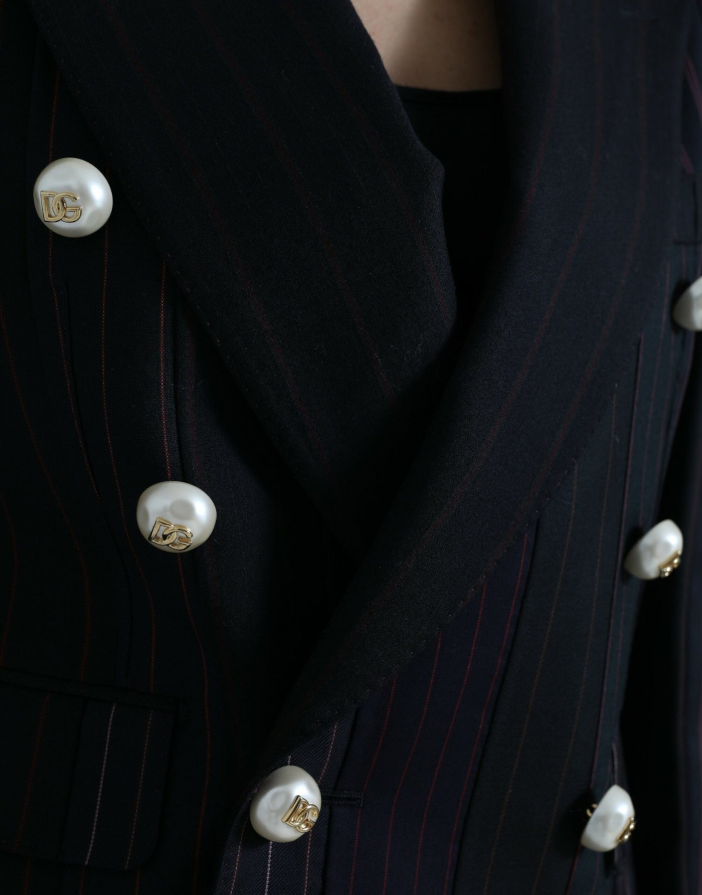 Dolce & Gabbana Black Striped SICILIA Double Breasted Jacket