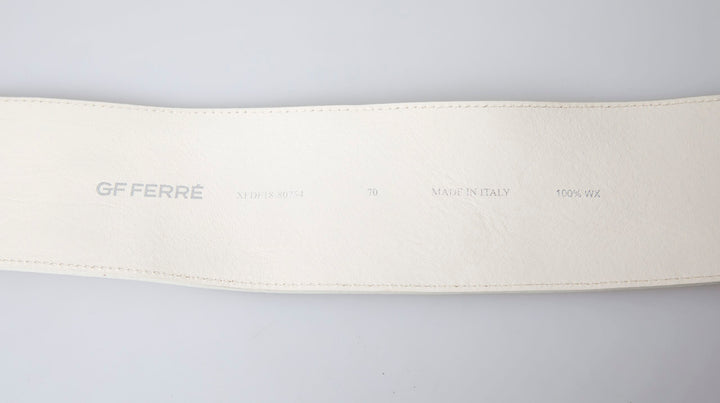 Gf Ferre Off White Waxed Cotton Wide Fashion Waistband Belt